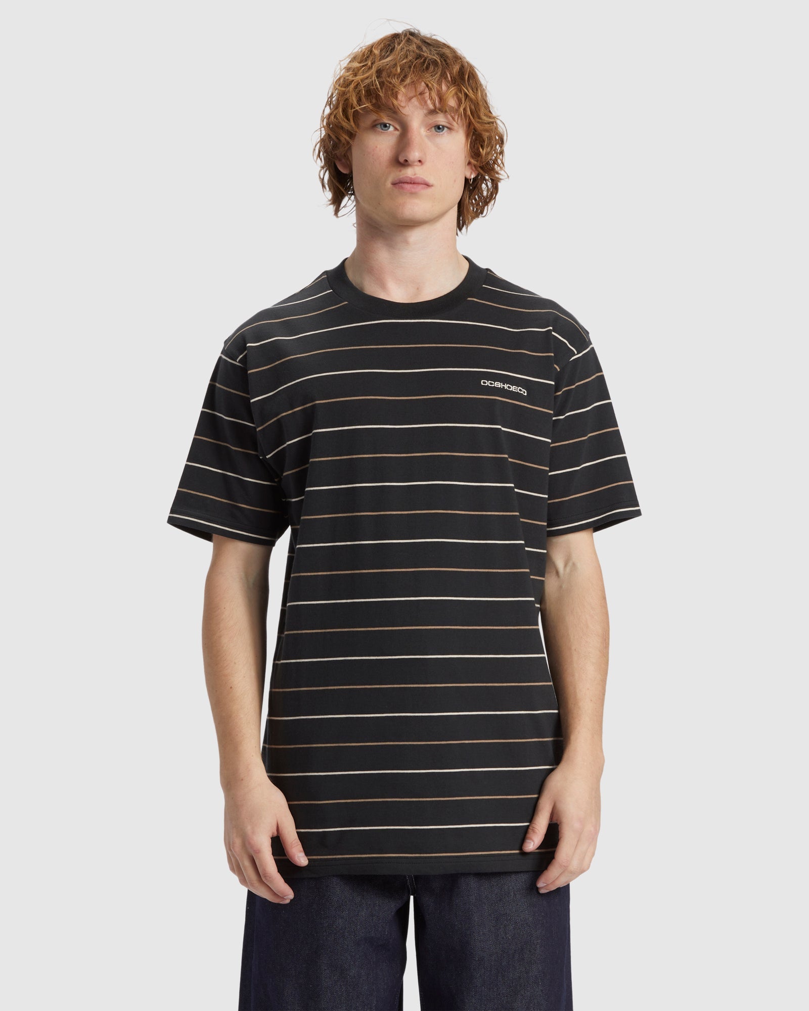 Men s Lowstate Stripe Short Sleeve Knit PIRATE BLACK LOWSTATE STRIPE S DC Shoes